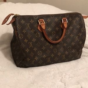 Authentic Louis Vuitton LV Hand Bag  Speedy 35 Browns Monogram
